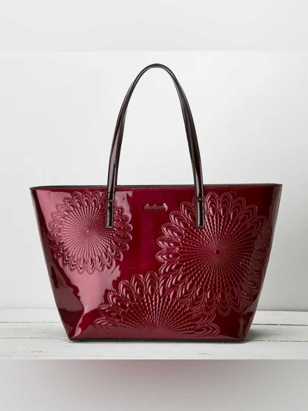 Desigual San Francisco Kate Shopper Tote Bag in Glossy Burgundy